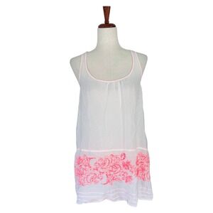 Johnny Was Shirt XS Extra Small Embroidered Boho Cupra Rayon Sleeveless Top